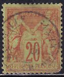 France 1884 Sc 98 Peace and Commerce 20c Red Type II Stamp Used