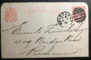 1895 Melbourne Australia Stationary Postcard Cover To Richmond