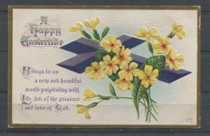 Canada #104v 1c Dp. Dull Bl. Green on 1914 Embossed Easter Postcard - VF-82