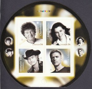 CANADIAN RECORDING ARTISTS = COUNTRY MUSIC = MNH Canada 2009 #2334iii FRONT PAGE