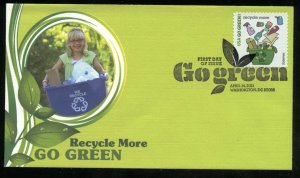 US 4524i Go Green Rycycle More UA Fleetwood cachet FDC