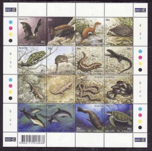 Malta-Sc#1159- id8-unused NH sheet-Marine Life-Fauna-Snakes-Whales-2004-