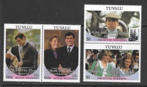 Tuvalu 389-90 MNH Royal Wedding Overprint set cpl.  x 5, vf. 2022 CV $ 22.50