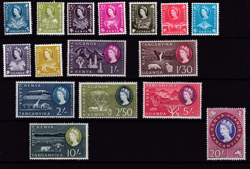 Kenya Uganda & Tanganyika K.U.T. 1950 QEII Complete (16) Animals VF/NH