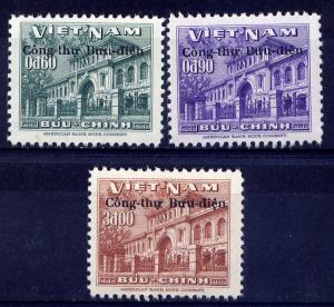 VIETNAM, SOUTH Sc#51-3 1956 Postal Service 5th Anniversary Overprint MNH