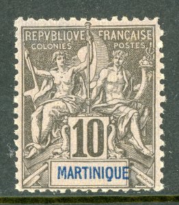 Martinique 1892 French Colony 10¢ Black Navigation & Commerce Sc #37 Mint E113