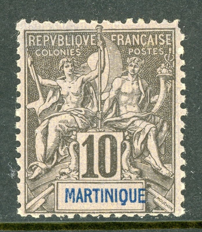 Martinique 1892 French Colony 10¢ Black Navigation & Commerce Sc #37 Mint E113