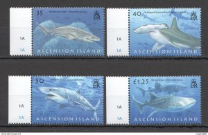 2008 Ascension Island Sharks Marine Life #1033-6 Michel 10 Euro Mnh Fat051 