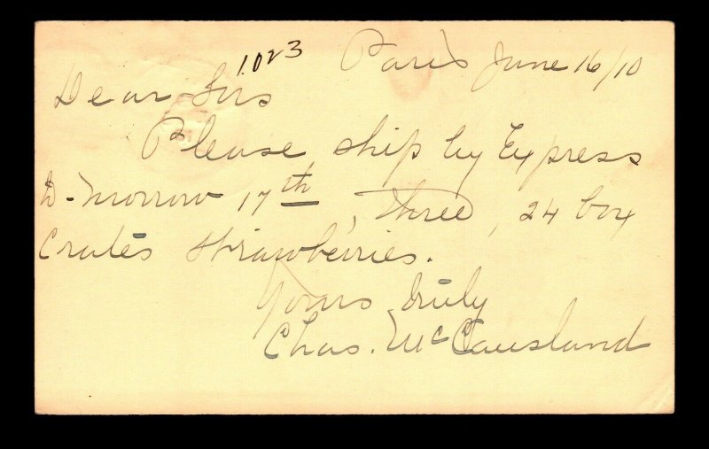 Canada 1910 Paris ONT Duplex Cancel to Grimsby ONT - L27880