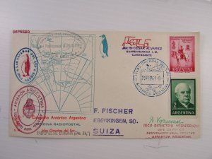 1963 Signed Argentina cover South Orkneys Antarctic Base to Ushuaia Switzerland