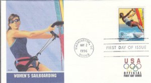 1996, 100th Anniv. Olympic Games-Women's Sailboarding, Fleetwood, FDC (D13324)