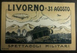 1919 Livorno Italy Advertising Postcard Cover Military Airmail Spectacle