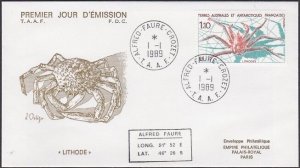 TAAF FRENCH ANTARCTIC TERR 1989 Lithodes ./ Crab FDC.......................A4156