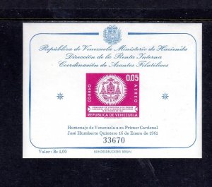 VENEZUELA #C785a 1962 ARMS OF CARDINAL QUINTERO MINT VF NH O.G S/S IMPERF.