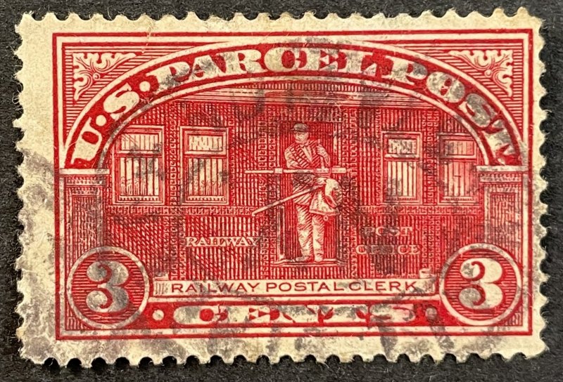 US #Q3 Used F 3c Parcel Post - Railway Postal Clerk 1913 w/Tear Fault [B40.4.3]