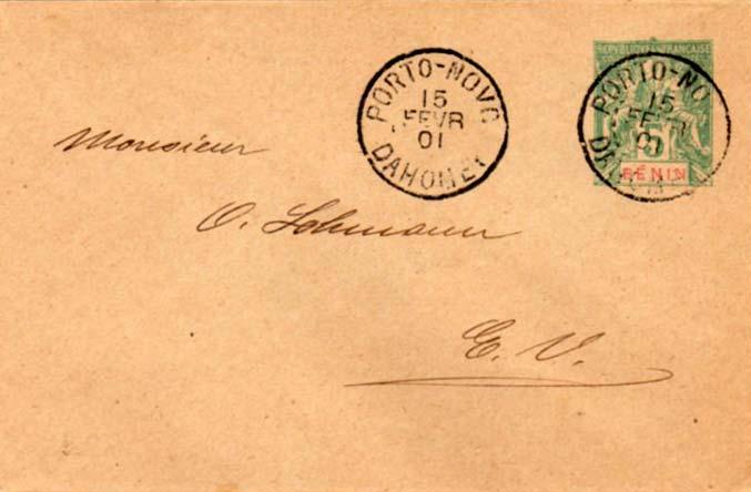 Dahomey Benin 5c Navigation and Commerce Envelope 1901 Porto-Novo, Dahomey Lo...