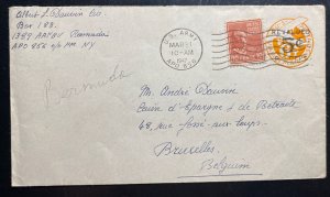 1947 US Army PO 856 Bermuda Postal Stationery Cover To Bruxelles Belgium