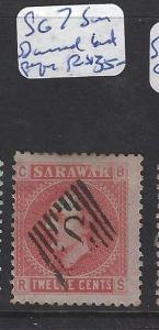 SARAWAK (PP2307B)   12 C    SG7  CANCEL S IN DIAMOND  LAID PAPER  VFU 