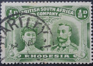 Rhodesia Double Head ½d with Hartley Day Month Day inverted (SC) postmark