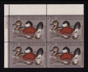 1981 Federal Duck Stamp Sc RW48 VF MNH plate block Durland CV $60 (G6