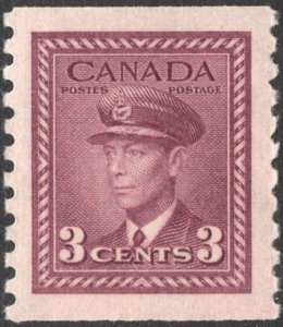 Canada SC#280 3¢ King George VI: Air Force Uniform Coil Single (1948) MLH