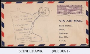 UNITED STATES USA - 1931 AIR MAIL TWIN CITIES to DULUTH, MINN - FFC