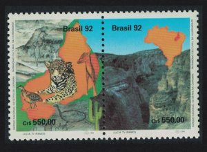 Brazil Leopard Bird pair 1992 MNH SC#2383a SG#2549-2550 MI#2489-2490