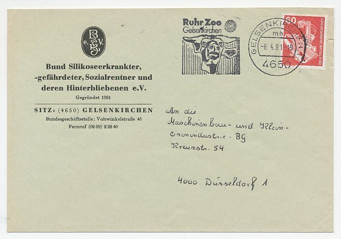 Cover / Postmark Germany 1981 Bovine - Ox - Zoo Gelsenkirchen