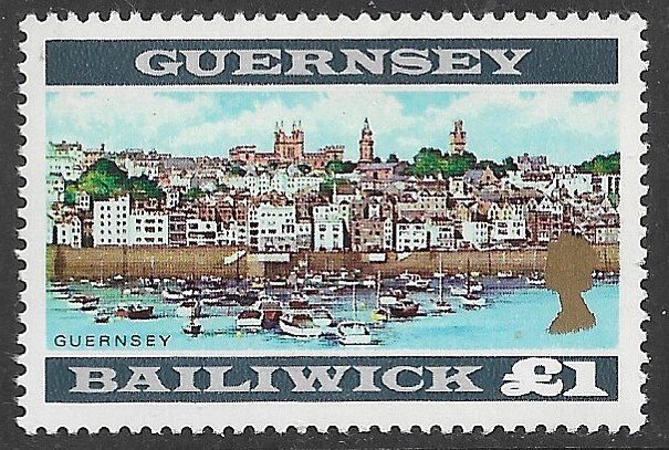 GUERNSEY 1969-70 £1.00 St Peter Port Perf. 12 1/2 Pictorial Sc 23a MNH