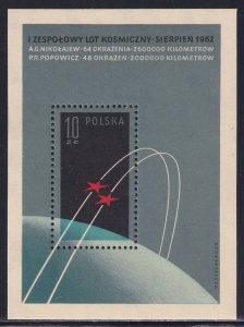 Poland 1962 Sc 1093 First Russian Group Space Flight Vostok 3 and 4 Stamp SS MNH