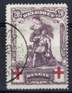 Belgium 1914 Red Cross fund 20c + 20c red & violet very fine used sg153 - a