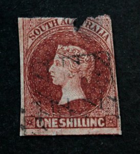 South Australia #9b with Grilled Cancel (For Repairs) 1857 CV $625.00