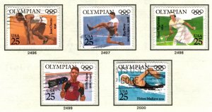 SC# 2496-2500 - (25c) - Olympians, set of 5 USED singles