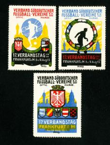 Germany Stamps 1913 Labels XF Fussball Soccer set of 3