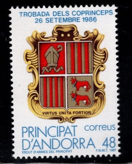 Andorra  (Spanish) Scott 177 Coat of Arms stamp MNH** 1987 stamp