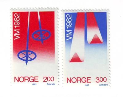 Norway Sc 798-9 1982 Skiing Championships stamps NH