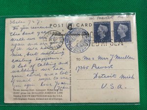 Netherlands Sc 301 Pair On Paquebot Cover, 1949 Holland America Line To Detroit 