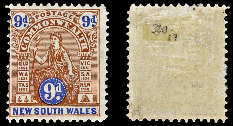 4718: New South Wales SG330 9d Brown & Ultramarine. 1903. Sc#108 Mi92a MM Min...