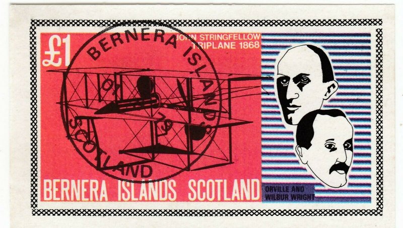 Cinderellas; Bernera, CTO, John Stringfellow Biplane, O & W Wright, £1 Rate, '79