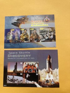 KAPPYS  SPACE SHUTTLE DISCOVERY TWO DIFFERENT MINT NH SOUVENIR SHEETS CS2404