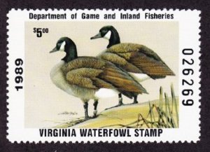 VA2 Virginia #2 MNH State Waterfowl Duck Stamp - 1989 Canada Goose