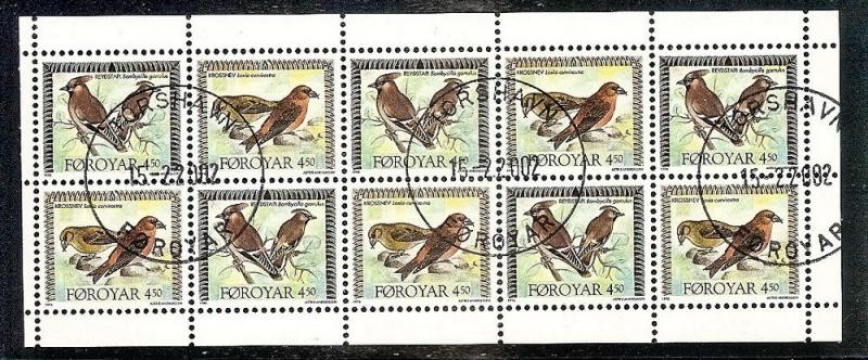 Faroe Islands 301a Used 1996 Birds Booklet Pane