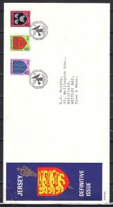 Jersey, Scott cat. 383-385 only. Coat of Arms issue. First day cover. ^