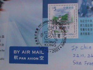 ​HONG KONG    FDC-2001 REGISTERED AIRMAIL COMMERCIAL S/S & MINT STAMPS FDC