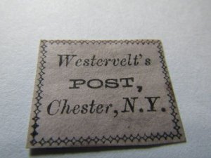 US Local Stamps, Sc.#144L2,Westervelt Post-Chester N.Y.1863,Black-Lavender MH NG