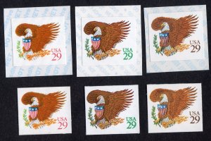 Scott #2595-2596-2597 Eagle & Shield Single Booklet & Coil (6) Stamps - MNH