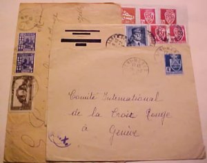 ALGERIA  POW RED CROSS GENEVA WITHOUT CENSOR,3 WITH GERMAN AX 1970/1943 4 COVERS 