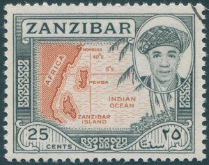 Zanzibar 1961 25c orange-brown & black SG377 CTO