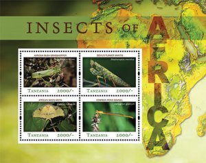 Tanzania 2013 - Insects of Africa - Sheet of 4 Stamps - Scott #2686 - MNH