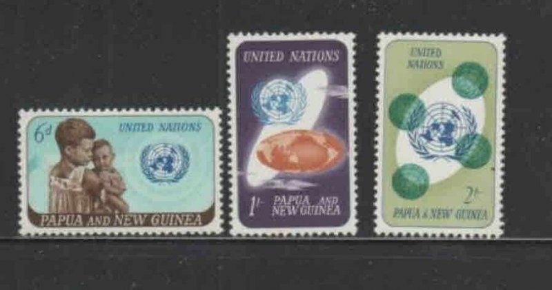 PAPUA NEW GUINEA #206-208 1965 U.N 25TH ANNIV. MINT VF NH O.G